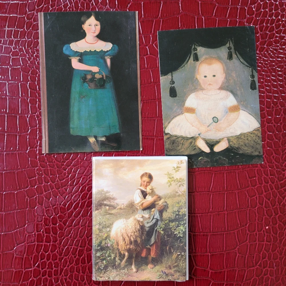 Stationary Trio ~ Frame-worthy Vintage Images ~ 2 Postcards ~ NWT Notecards